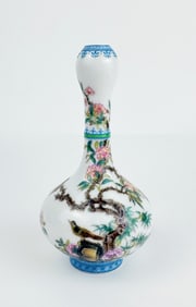 Chinese Famille Rose 'Flower and Bird' Bottle Vase