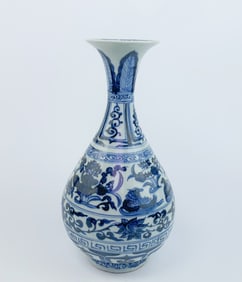 Chinese Yuan-Style Blue and White Vase,Yuhuchunping