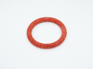 Chinese Woven Coral Beaded Bracelet