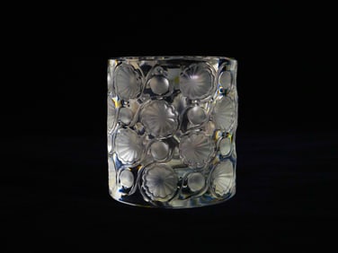 Lalique France Crystal Floral Candle Votive Holder