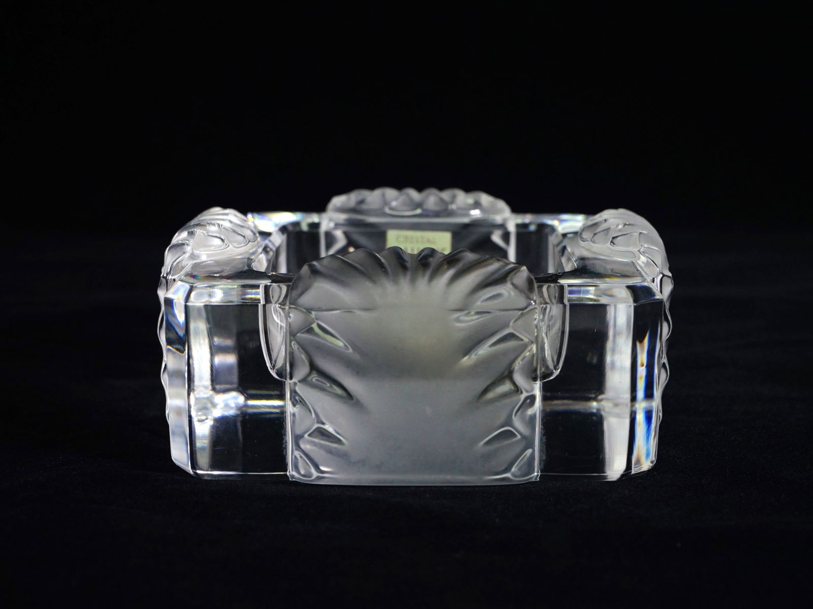 Lalique France Crystal Square Boite Corfu Cigar Ashtray (1 of 6)