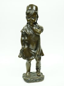 After Juan Clara Bronze Sculpture ,Child Holding Shoe