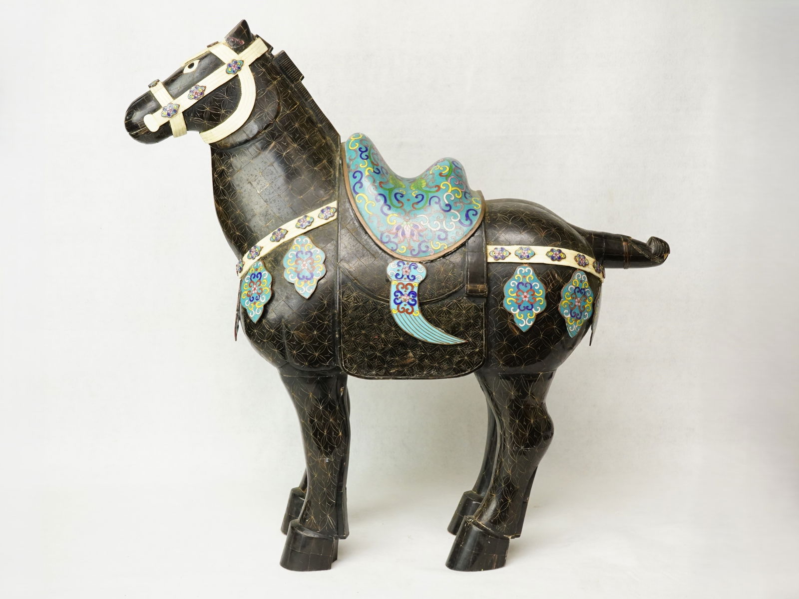 Chinese Cloisonne And Black Lacquer Horse (1 of 13)