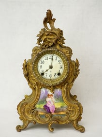 Ansonia Antique Rococo Style French Metal Clock