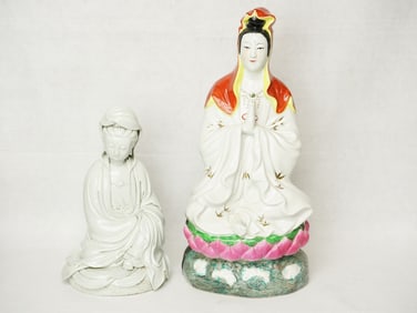 Two Chinese Porcelain Kuanyin Statue