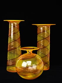 Lot of Three Murano Glass Vase, Signed