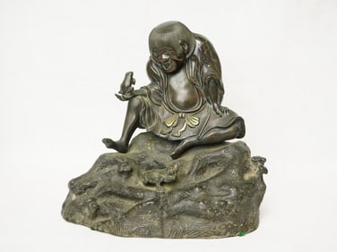 Japanese Gilt Bronze of Gama Sennin,Meiji Period