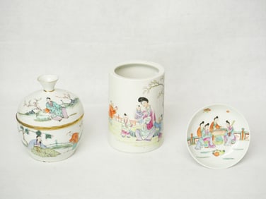 Lot of 3 Chinese Famille Rose Porcelain Wares,Republic Period