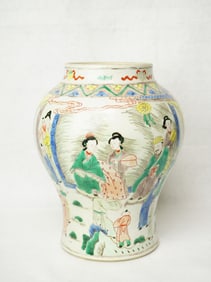 A Chinese Famille Verte 'Figural' Baluster Jar,Republic Period