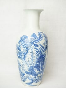 A Large Chinese Blue And White 'Landscape' Vase