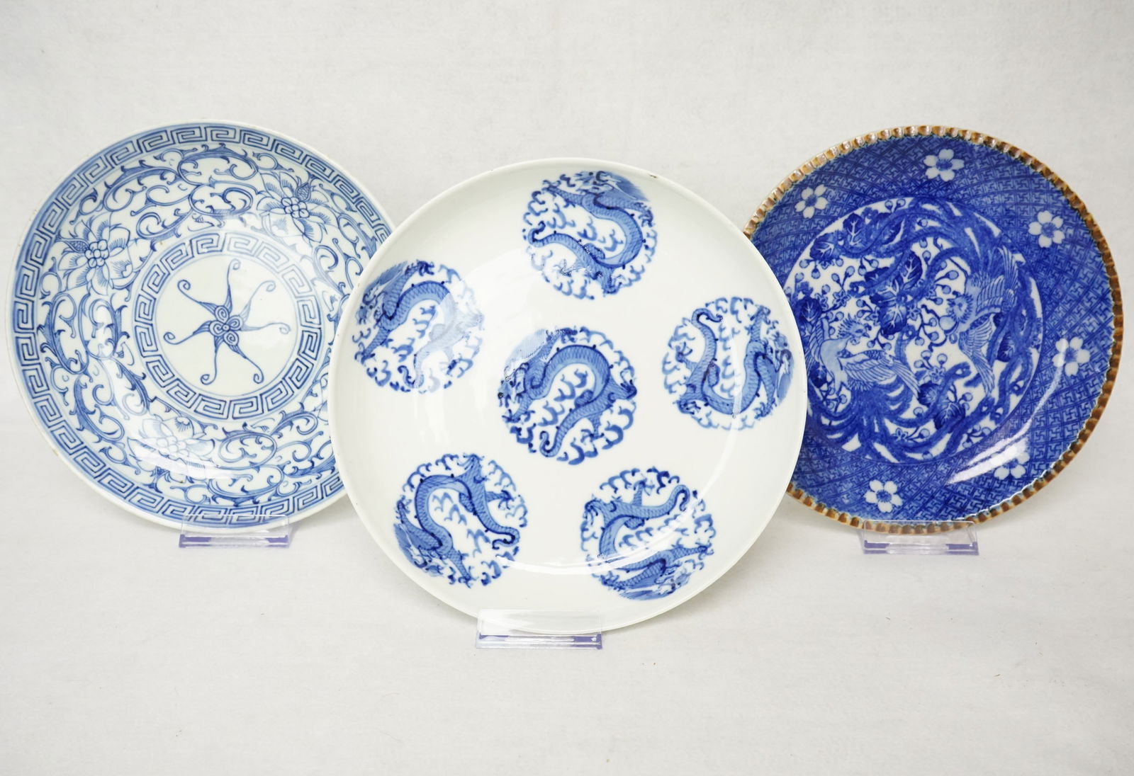Lot of 3 Chinese Blue And White Plates (1 of 12)