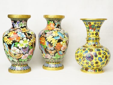 Three Chineee Cloisonne Vases