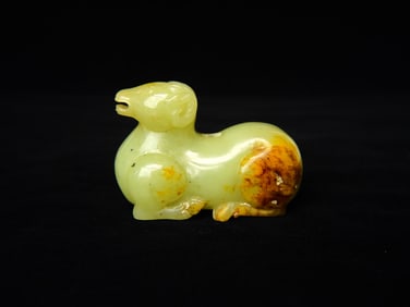 A Yellow Nephrite Carving of A Ram,19th Century