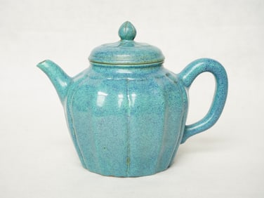 A Chinese Robin's Egg-Glazed Yixing Teapot with Mark