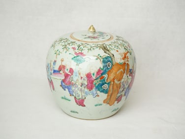 Chinese Famille Rose 'Figural' Covered Ginger Jar,19th Century