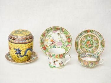 Group of 6 Chinese Export Rose Medallion Wares