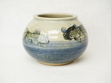 Japanese Studio Porcelain Vase with Goldfish