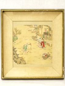 Chinese Framed Painting of Scholar, Qing Dynasty