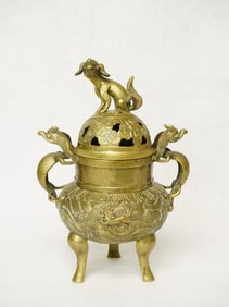 Chinese Foodog Bronze Censer,19th-20th Century