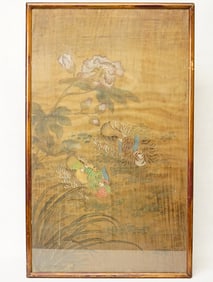 Chinese Painting on Silk Mandarin Ducks,19th-20th Century