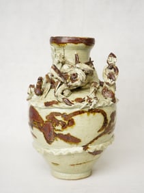 A Chinese Iron-Decorated Qingbai Funerary Jar, Song Dynasty