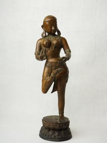 Indian Bronze Figure of A Dancing Goddess Devi,Late 19th Century