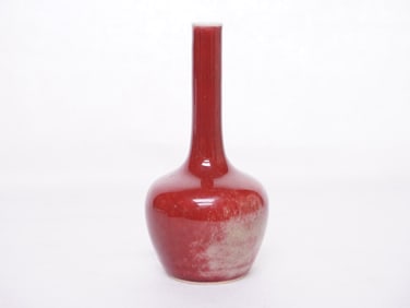 A Chinese Red Glazed Bottle Vase with Mark