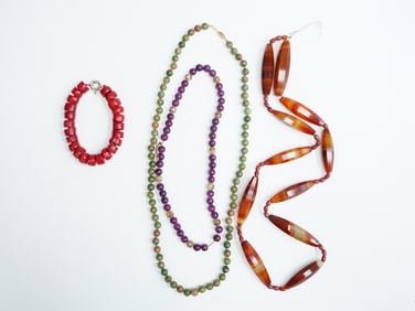 Lot of 4 Chinese Bead Necklaces And Bracelet