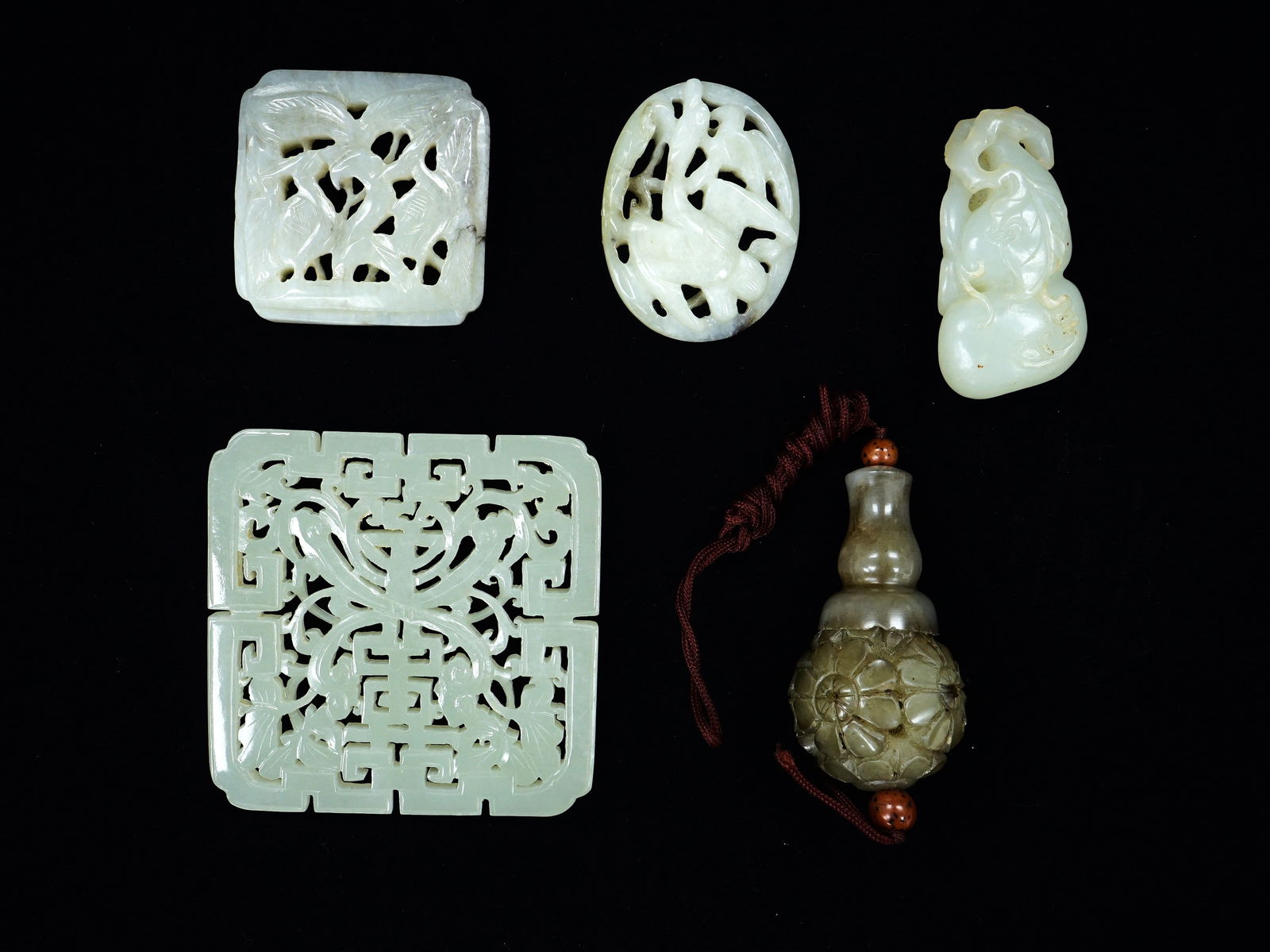 Group of 5 Chinese Carved Jade Pendants (1 of 8)