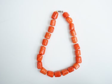 A Chinese Coral Bead Necklace