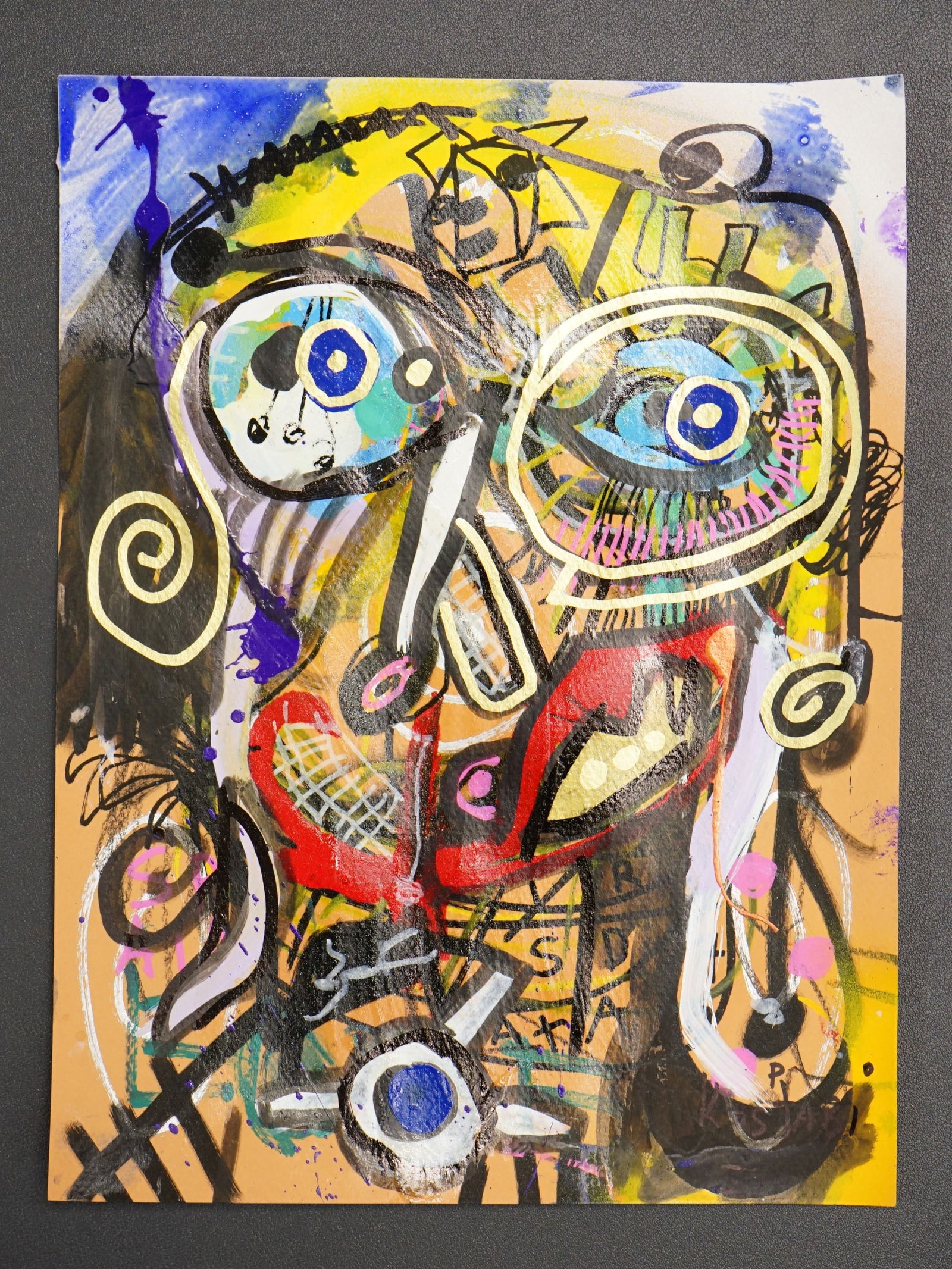 Paul Kostabi (American, b.1962), Original Mixed Media Painting on Paper, Signed: Approximate size: 12x9 in Shipping: We offer in-house shipping services for most small items. This means that we will take care of packing and shipping the items directly to you. For larger or special