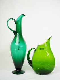Vintage Murano Green Glass Pitchers