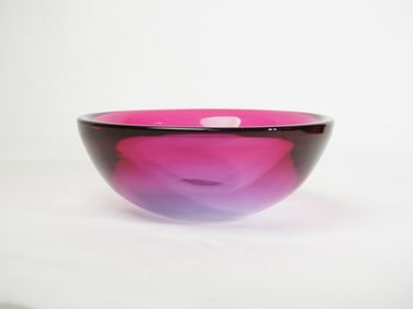MCM Murano Art Glass Blue Ruby Bowl