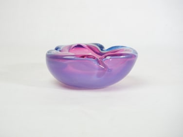 Murano Blue and Pink Glass Ashtray