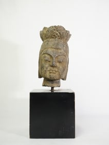 Chinese Carved Stone Guanyin Head