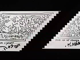 Keith Haring. Invitation Card For The Pre-Opening of The Keith Haring ,Signed: Approximate size:7.75x5.25 in Shipping: We offer in-house shipping services for most small items. This means that we will take care of packing and shipping the items directly to you. For larger or spe