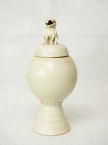Chinese White Glazed Covered Hat Tube, 19th-20th Centurey