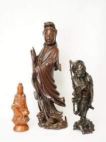 Lot of 3 Chinese Carved Wood Figures
