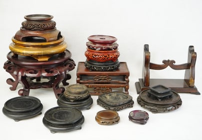 Group of 19 Chinese Wood Stands