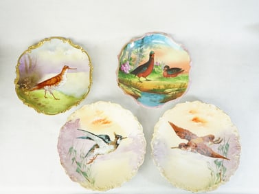 Lot of 4 Hand Painted Limoges France Bird Plates