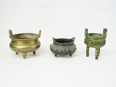Lot of 3 Chinese Bronze Tripod Censers