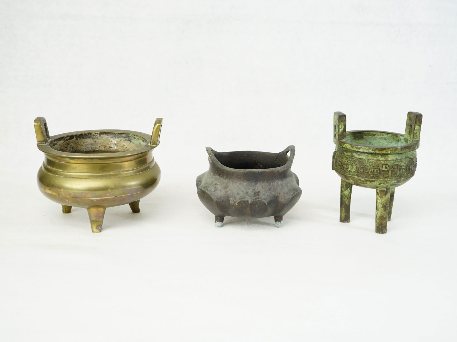 Lot of 3 Chinese Bronze Tripod Censers (1 of 7)