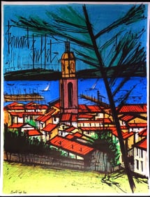 Old Poster Exhibition 1978 Bernard Buffet Saint-Tropez Watercolors Mourlot