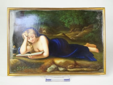 'Penitent Magdalene' Painting on Porcelain Plaque, C.1900
