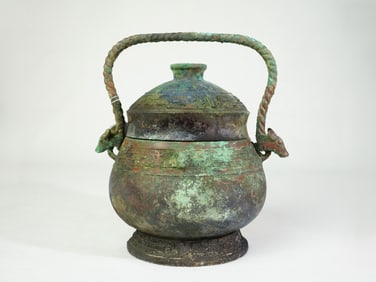 Ritual Bronze Wine Vessel and Cover, You,Possibly From The Shang Dynasty