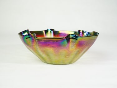 Bohemian Art Glass Iridescent Bowl , Circa 1900