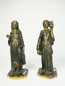Neo-Egyptian Gilt and Patinated-Bronze Figure