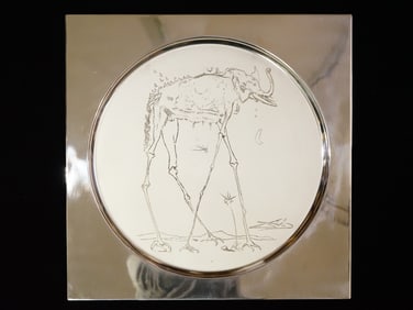 Limited Edition Sterling Silver Tray Salvador Dalí Space Elephant, COA 43.22Troy Oz