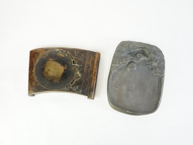 Lot of 2 Chinese Carved Inkstones, Early 20th Century