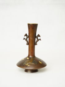 Japanese Mixed Metal Vase With Birds,Meiji Period